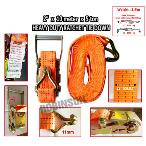 2" X 10Meter X 5Ton Heavy Duty Ratchet Tie Down